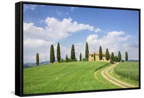 Farm House with Cypress Tree-Markus Lange-Framed Stretched Canvas