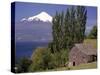 Farm House with Mountain in Background, Chile-Walter Bibikow-Stretched Canvas