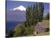 Farm House with Mountain in Background, Chile-Walter Bibikow-Stretched Canvas