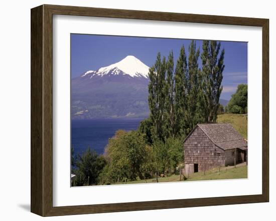 Farm House with Mountain in Background, Chile-Walter Bibikow-Framed Photographic Print