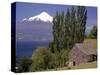 Farm House with Mountain in Background, Chile-Walter Bibikow-Stretched Canvas