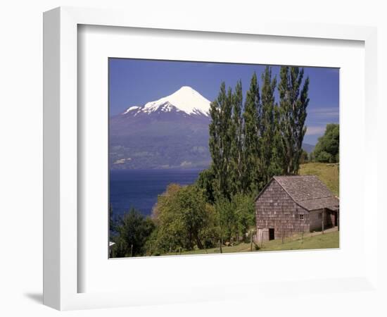 Farm House with Mountain in Background, Chile-Walter Bibikow-Framed Photographic Print