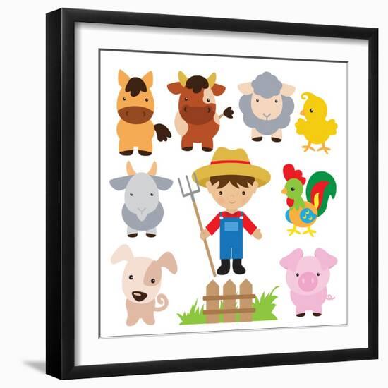 Farm Illustration-Svetlana Peskin-Framed Art Print