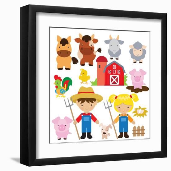 Farm Illustration-Svetlana Peskin-Framed Art Print