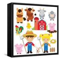 Farm Illustration-Svetlana Peskin-Framed Stretched Canvas