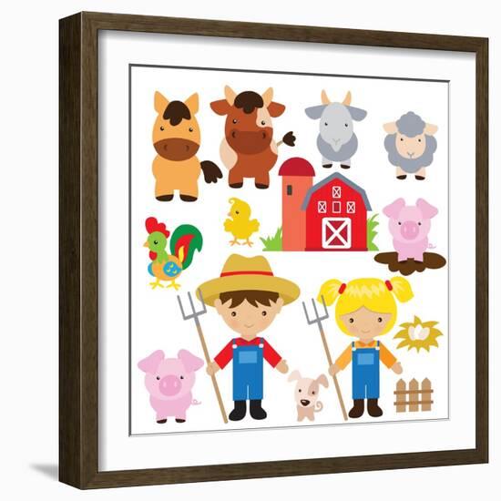 Farm Illustration-Svetlana Peskin-Framed Art Print