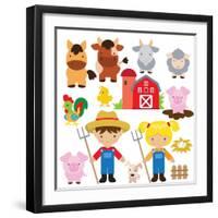 Farm Illustration-Svetlana Peskin-Framed Art Print