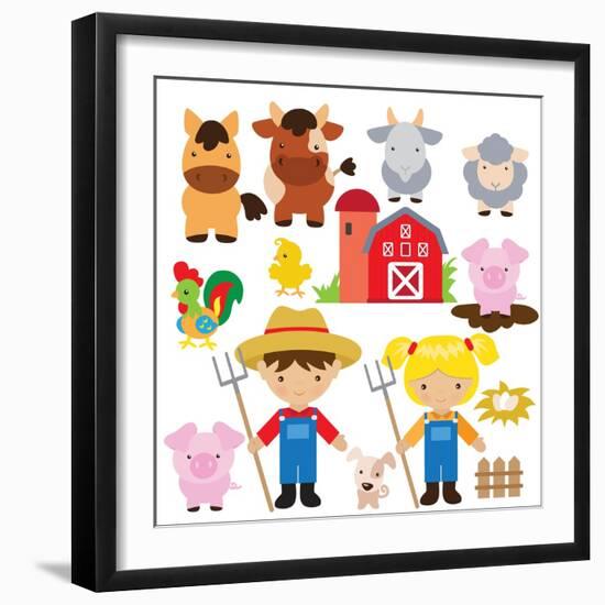 Farm Illustration-Svetlana Peskin-Framed Art Print