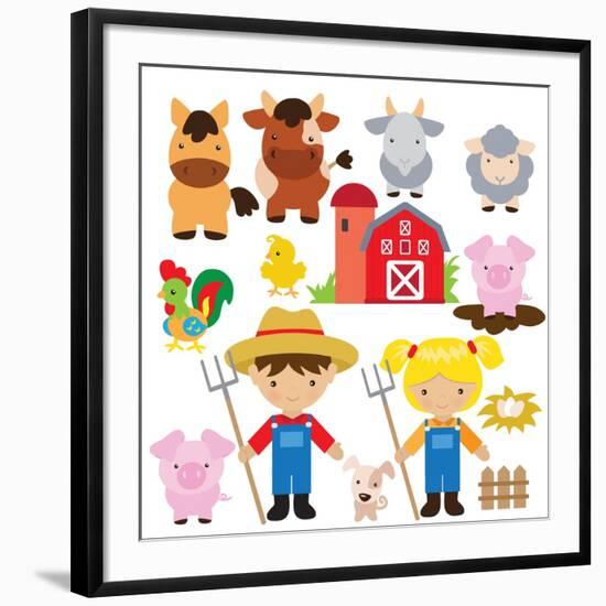 Farm Illustration-Svetlana Peskin-Framed Art Print