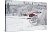 Farm In The Snow-Vladimir Kostka-Stretched Canvas