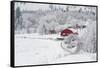 Farm In The Snow-Vladimir Kostka-Framed Stretched Canvas