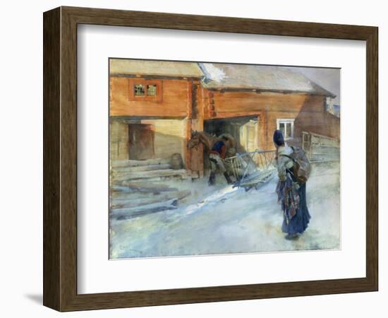 Farm in Winter, Bingsjo-Carl Larsson-Framed Giclee Print