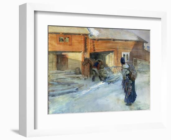 Farm in Winter, Bingsjo-Carl Larsson-Framed Giclee Print