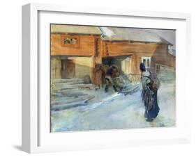 Farm in Winter, Bingsjo-Carl Larsson-Framed Giclee Print