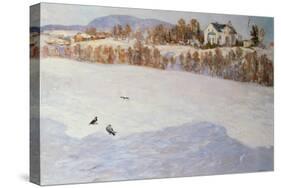 Farm in winter landscape, 1917-Christian Krohg-Stretched Canvas