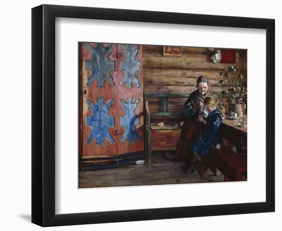 Farm Interior with Granddaughter-Fritz Thaulow-Framed Giclee Print