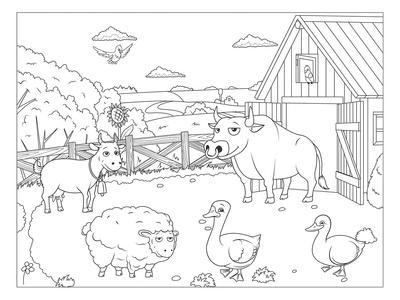 'Farm - Kids Design Coloring Art' Poster | AllPosters.com