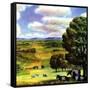 "Farm Landscape,"April 1, 1942-J. Steuart Curry-Framed Stretched Canvas