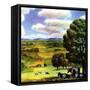 "Farm Landscape,"April 1, 1942-J. Steuart Curry-Framed Stretched Canvas