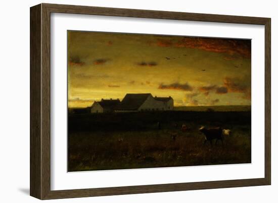 Farm Landscape, Cattle in Pasture, Sunset, Nantucket, C.1883-George Snr. Inness-Framed Giclee Print