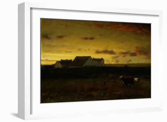 Farm Landscape, Cattle in Pasture, Sunset, Nantucket, C.1883-George Snr. Inness-Framed Giclee Print