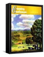 "Farm Landscape," Country Gentleman Cover, April 1, 1942-J. Steuart Curry-Framed Stretched Canvas