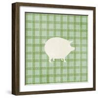 Farm Pig on Plaid-Elizabeth Medley-Framed Art Print