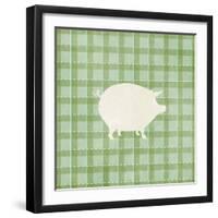Farm Pig on Plaid-Elizabeth Medley-Framed Art Print