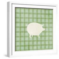 Farm Pig on Plaid-Elizabeth Medley-Framed Art Print