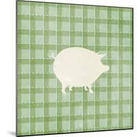 Farm Pig on Plaid-Elizabeth Medley-Mounted Art Print