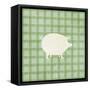 Farm Pig on Plaid-Elizabeth Medley-Framed Stretched Canvas