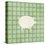 Farm Pig on Plaid-Elizabeth Medley-Stretched Canvas