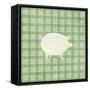 Farm Pig on Plaid-Elizabeth Medley-Framed Stretched Canvas