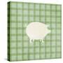 Farm Pig on Plaid-Elizabeth Medley-Stretched Canvas