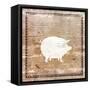 Farm Pig Silhouette-Elizabeth Medley-Framed Stretched Canvas