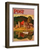 "Farm Pond Landscape," Saturday Evening Post Cover, July 28, 1945-Mead Schaeffer-Framed Giclee Print