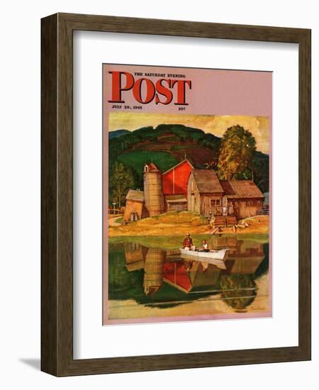 "Farm Pond Landscape," Saturday Evening Post Cover, July 28, 1945-Mead Schaeffer-Framed Giclee Print