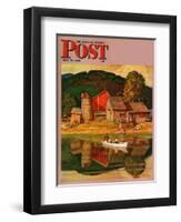 "Farm Pond Landscape," Saturday Evening Post Cover, July 28, 1945-Mead Schaeffer-Framed Giclee Print