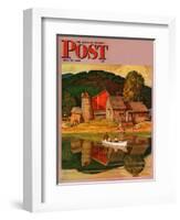 "Farm Pond Landscape," Saturday Evening Post Cover, July 28, 1945-Mead Schaeffer-Framed Giclee Print