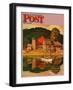 "Farm Pond Landscape," Saturday Evening Post Cover, July 28, 1945-Mead Schaeffer-Framed Premium Giclee Print