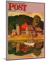 "Farm Pond Landscape," Saturday Evening Post Cover, July 28, 1945-Mead Schaeffer-Mounted Giclee Print