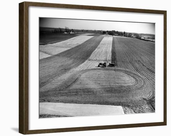 Farm Scene of Tractor in Ploughed Field-Alfred Eisenstaedt-Framed Photographic Print