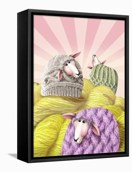 Farm Sheep Yarn-Margaret Wilson-Framed Stretched Canvas