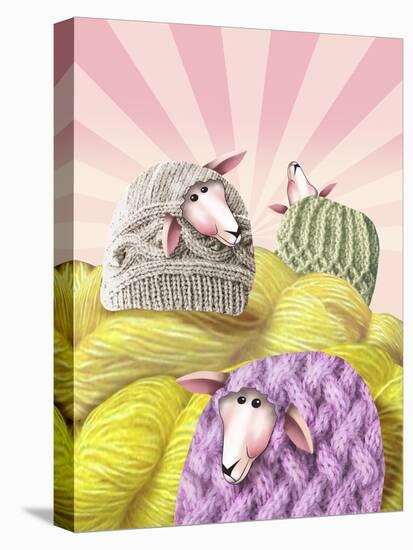 Farm Sheep Yarn-Margaret Wilson-Stretched Canvas