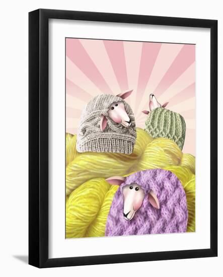 Farm Sheep Yarn-Margaret Wilson-Framed Giclee Print