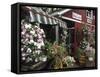 Farm Stand in Red Barn with Flowers, Long Island, New York, USA-Merrill Images-Framed Stretched Canvas