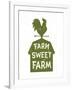 Farm Sweet Farm. Vintage Textured T Shirt Design, Wall Art, Sign, Badge, Emblem with Rustic Rural L-Tortuga-Framed Art Print