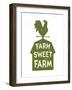 Farm Sweet Farm. Vintage Textured T Shirt Design, Wall Art, Sign, Badge, Emblem with Rustic Rural L-Tortuga-Framed Art Print