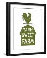 Farm Sweet Farm. Vintage Textured T Shirt Design, Wall Art, Sign, Badge, Emblem with Rustic Rural L-Tortuga-Framed Art Print