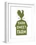 Farm Sweet Farm. Vintage Textured T Shirt Design, Wall Art, Sign, Badge, Emblem with Rustic Rural L-Tortuga-Framed Art Print